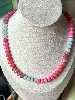 Pink & Light Blue Beaded Necklace
